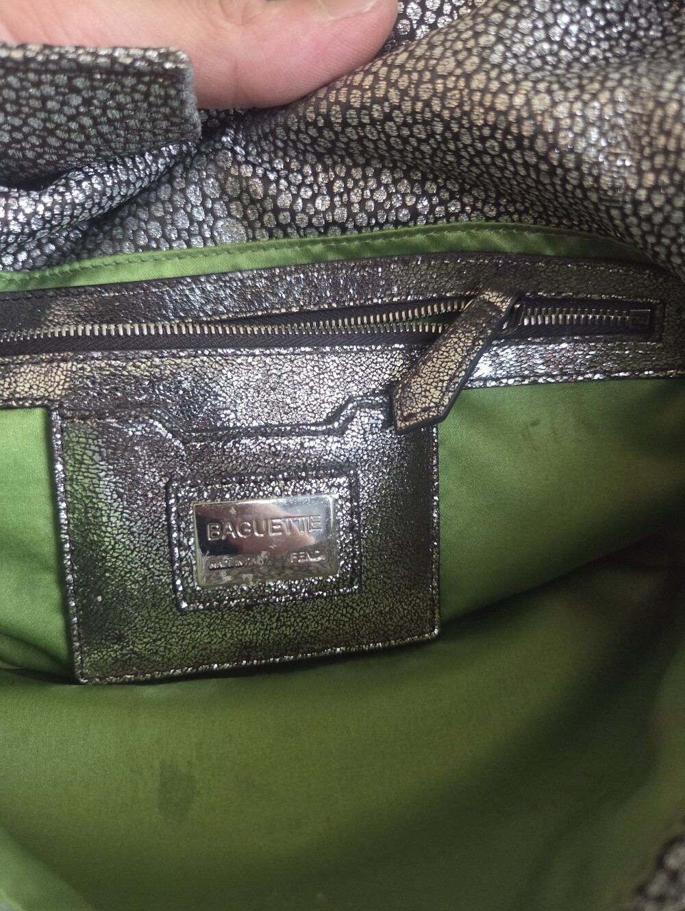 Authentic Vintage Fendi Metallic Crystal Baguette Clutch + Fendi Mirror Bundle - Picture 5 of 16